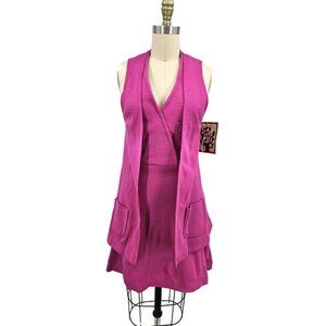 VTG New Joshua Tree Mini Halter Dress and Vest Womens 11-12 Bright Pink